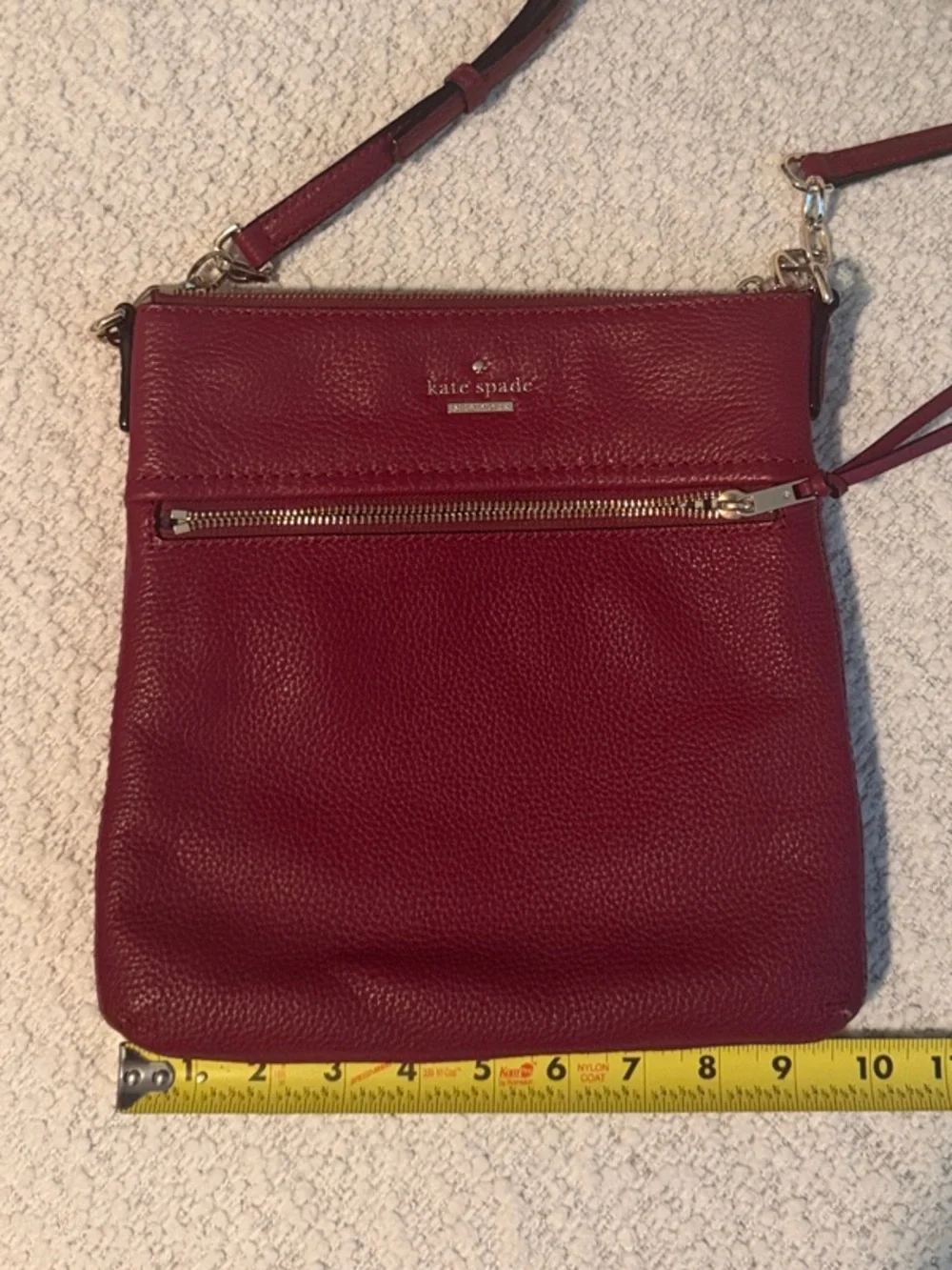 kate spade Pebbled Leather Crossbody in Burgundy Red with Gold Hardware